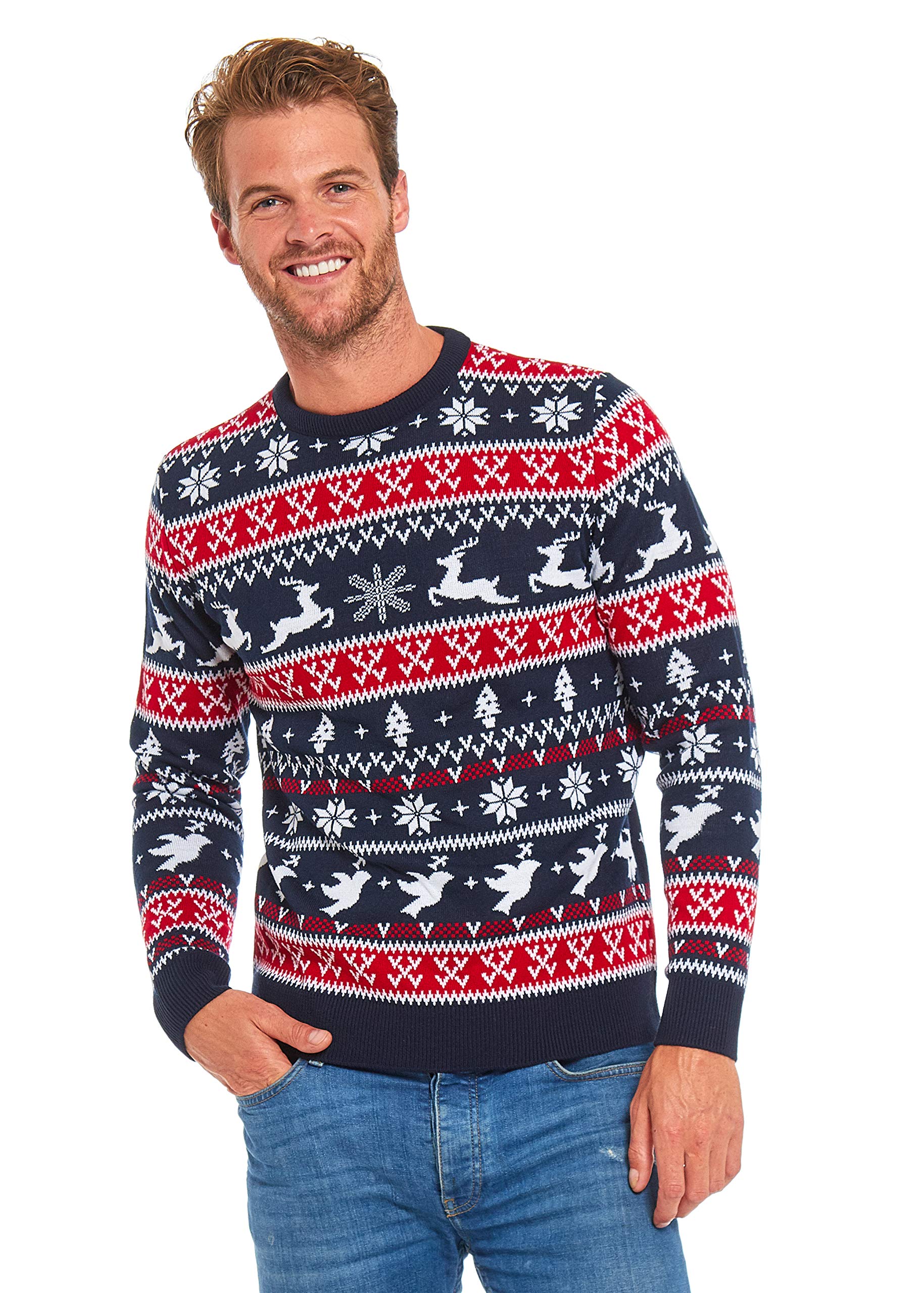 U LOOK UGLY TODAY Hässlicher Weihnachtspullover Damen Unisex lustig Chunky Fair Isle Gestrickter Festlicher Pullover Ugly Christmas Sweater für Party
