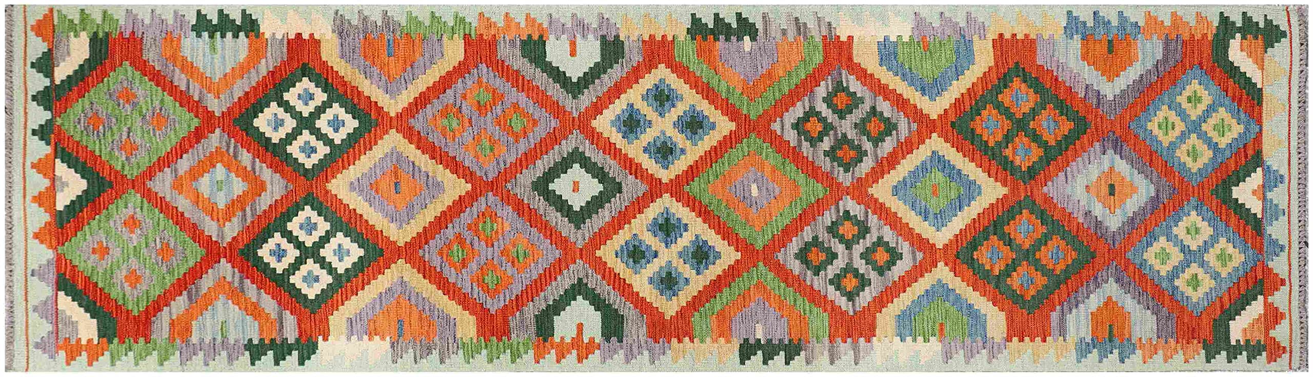 Kelim Maimana afghan authentique fait main en laine 80 x 300 cm