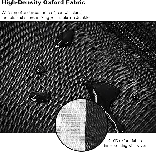 Miniatura 6 de Cubierta para sombrilla de patio, fundas impermeables para sombrilla de 7 a 9 pies, para exteriores, con varilla de empuje, color negro