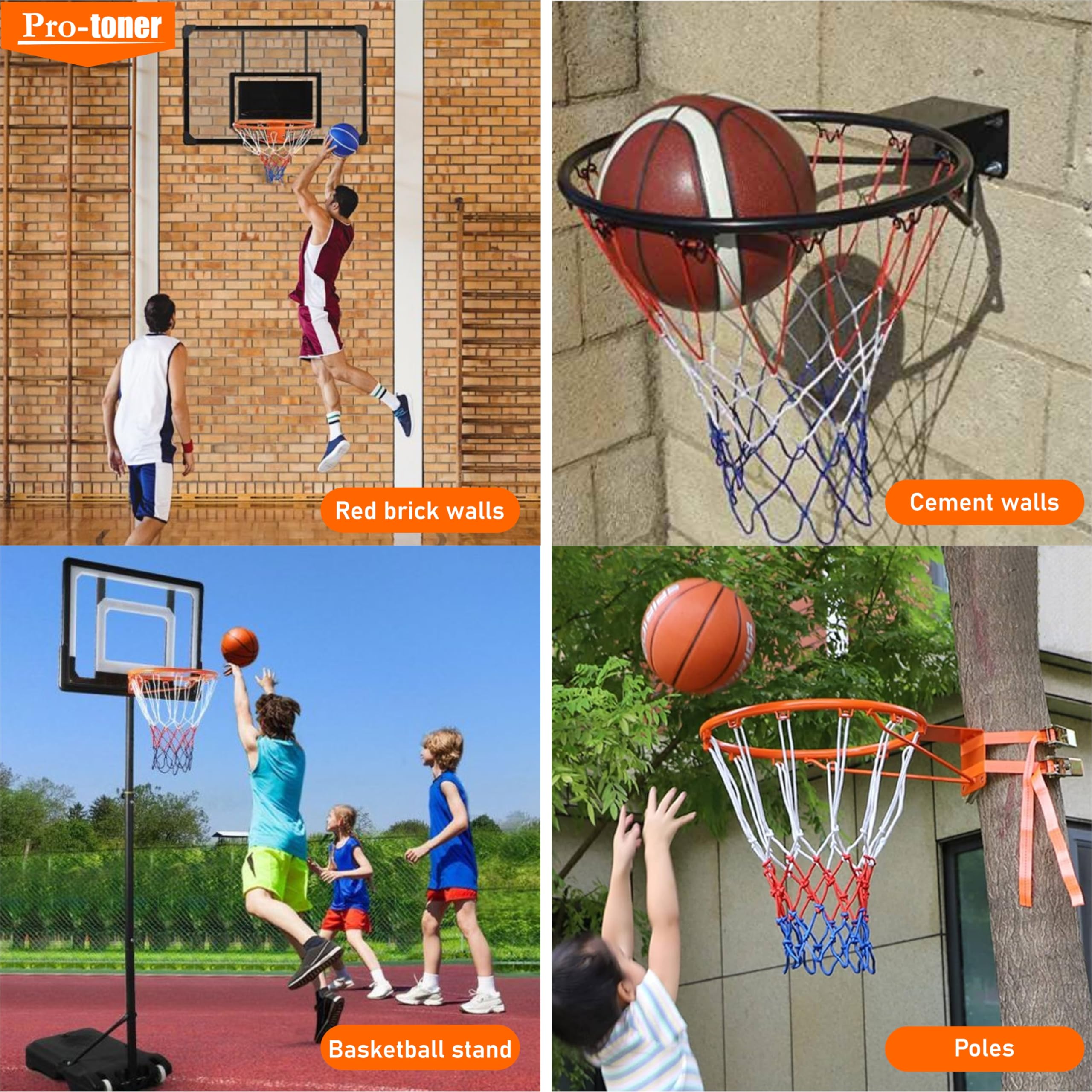 Protoner Basketball Ring with Net, 12 mm Thick, 18 inches Diameter, Medium Size 3