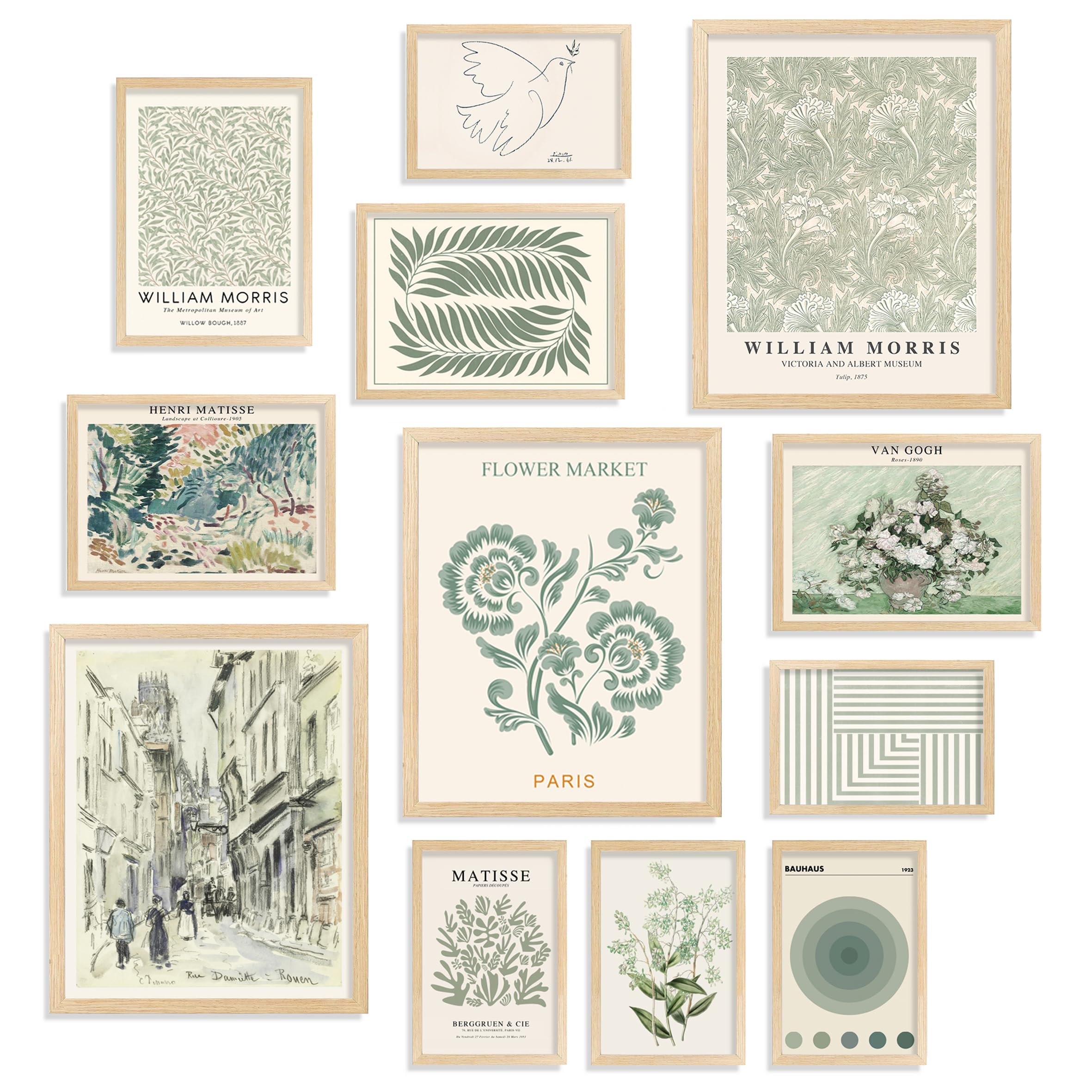 Sage Green Room Decor Aesthetic - Sage Green Wall Decor, Sage Matisse Wall Art Prints, Green Posters Wall Collage, Pastel Aesthetic Pictures for Teen Girls Dorm Bedroom