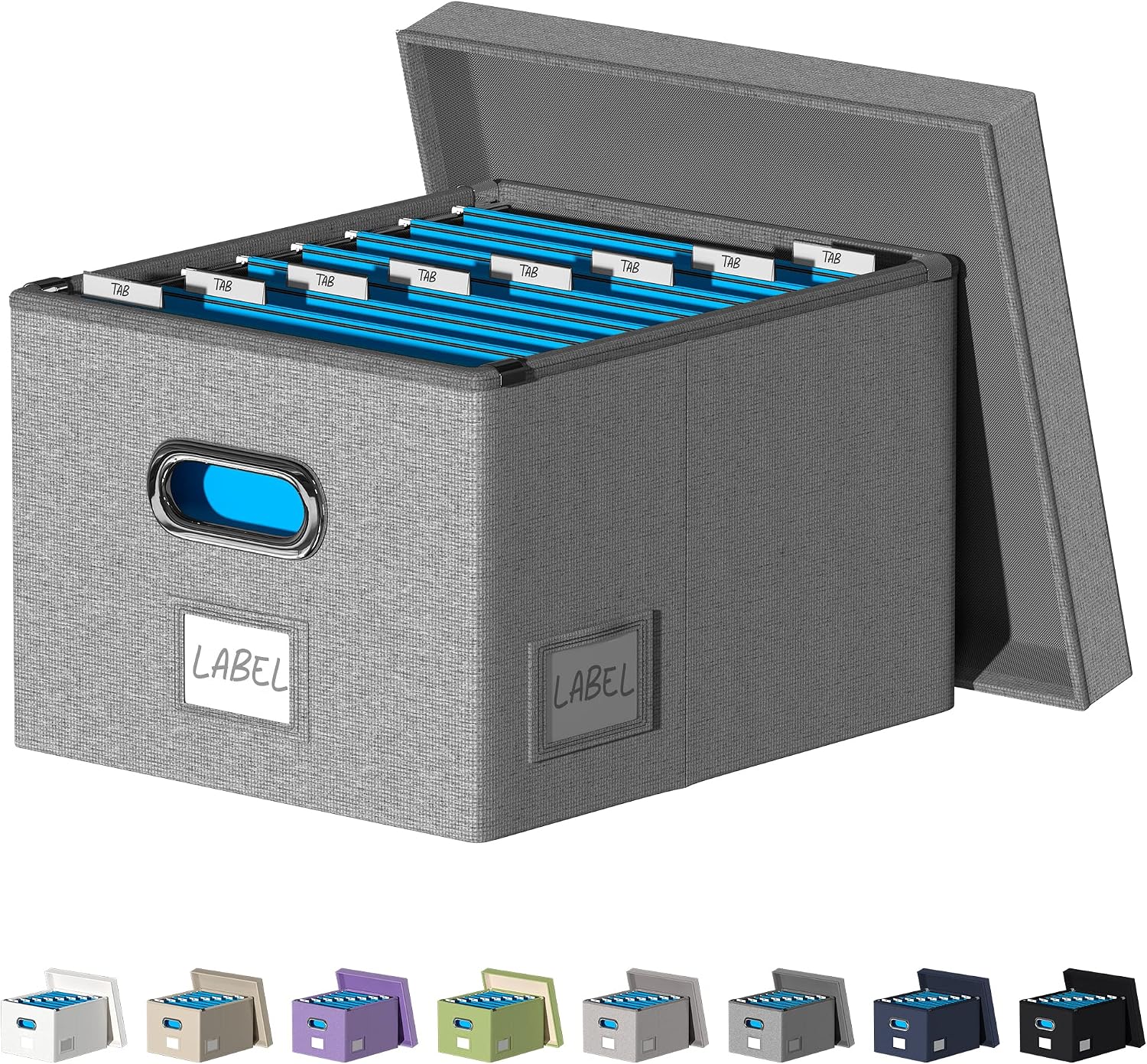 DYWMM File Organizer Collapsible Storage Box for Office File Box with Lids Document Organizer for School and Home Easy Slide Durable Hanging File Box