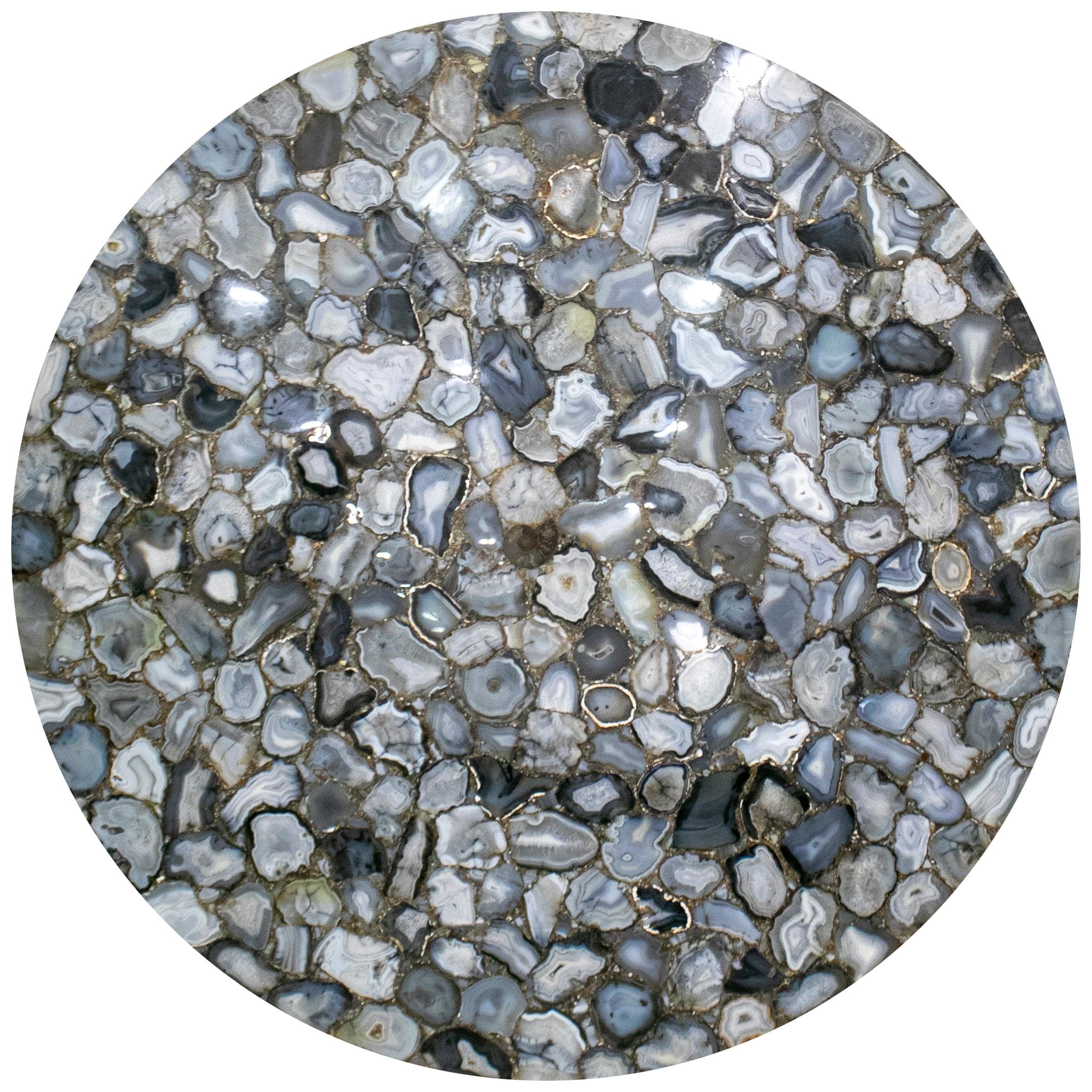 Dessus de table personnalisé en agate aspect royal gris foncé haut de gamme