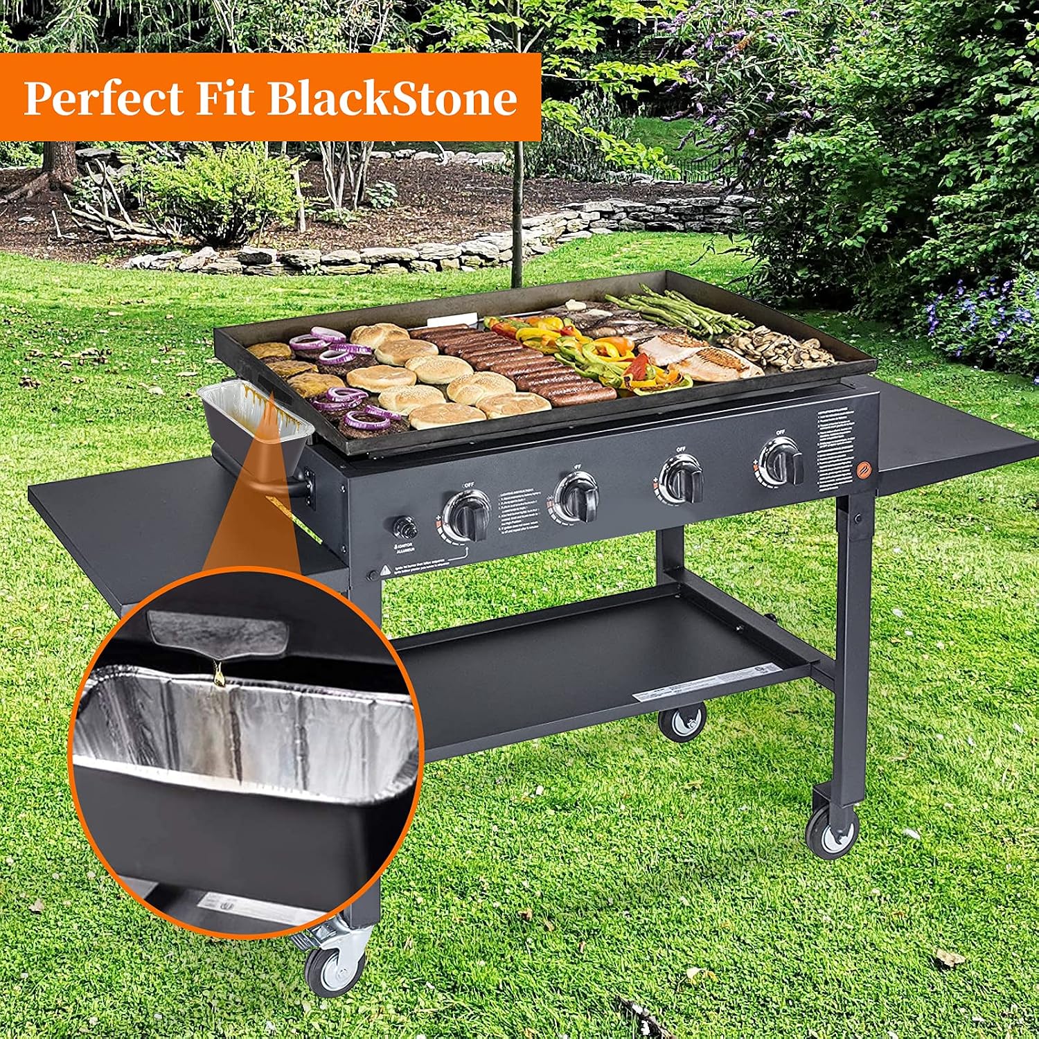 POCOCO Blackstone Griddle Accessories, 30 Pack Foil Drip Pans Compatible with Blackstone Grills for 36 30 28 Inch & 17 Inches Griddle, Foil Tray Grease Cup Liners