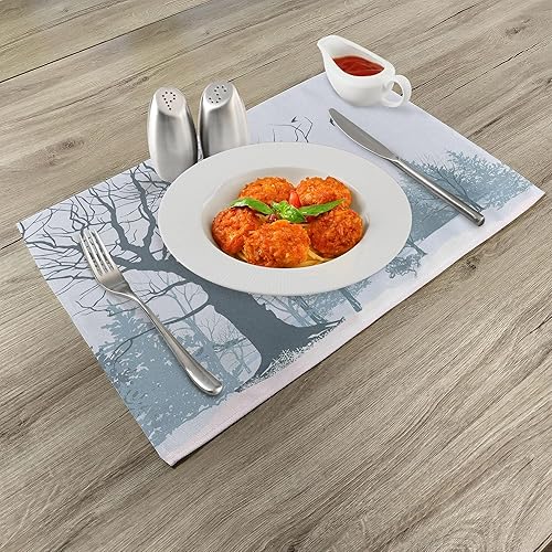 Miniatura 267 de Ambesonne Juego de 4 manteles individuales amarillos y azules, diseño de flores de primavera, flores vibrantes, manteles individuales de tela Azul