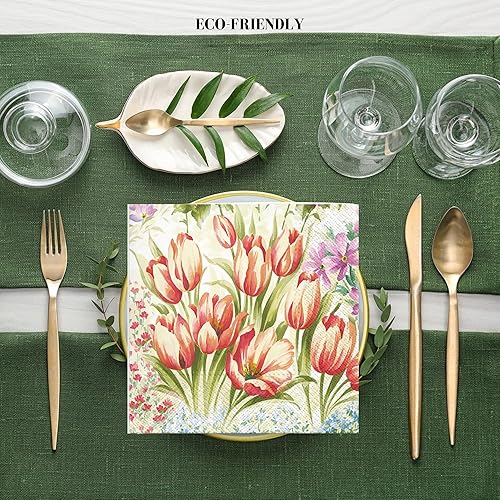 Miniatura 8 de Servilletas de 3 capas con estampado de rosas rosas de papel de 13 x 13 pulgadas, 20 unidades, para arte, cena y fiesta, servilletas desechables