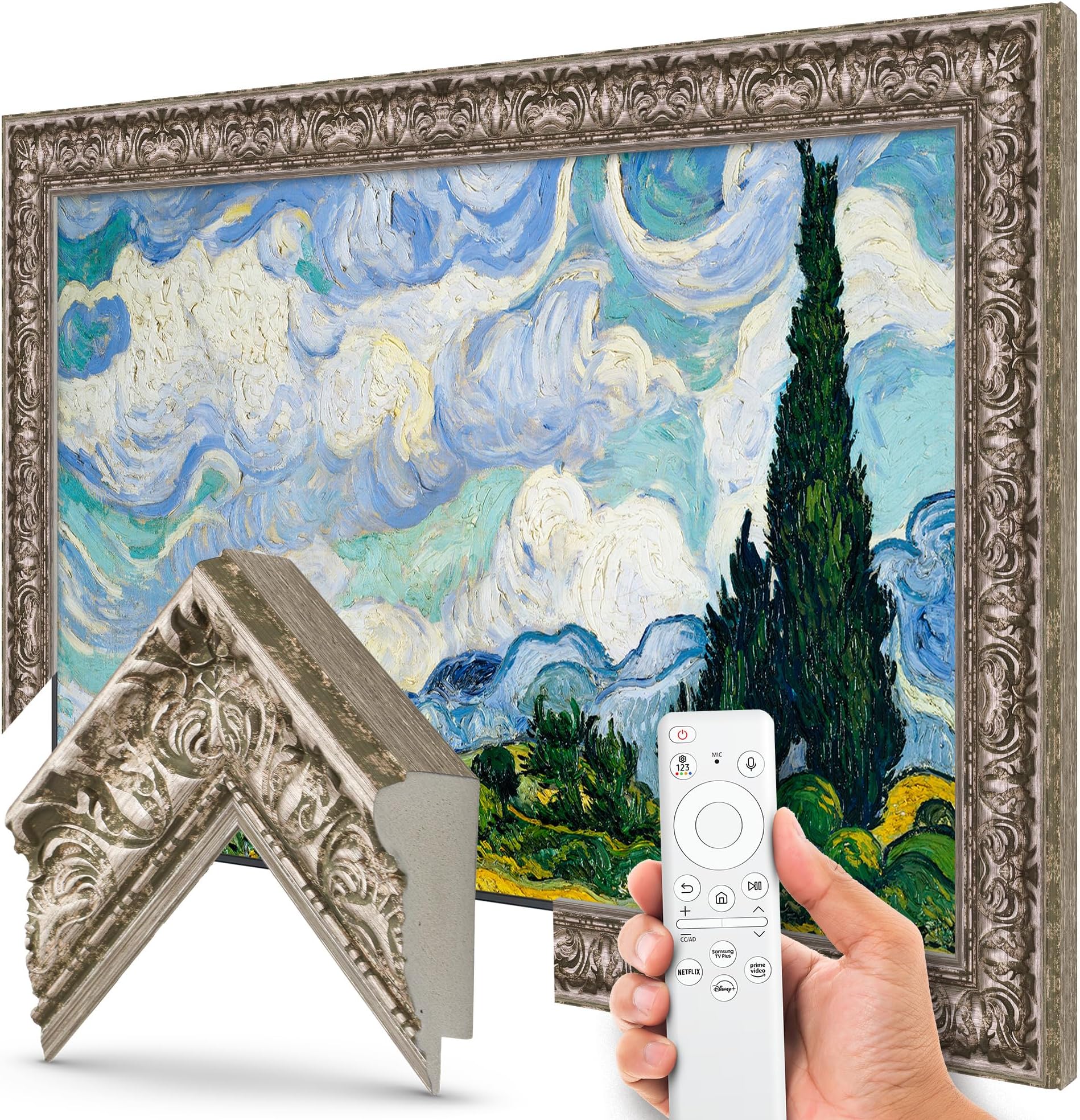 Frame My TV Deco s - Tuscan Silver Smart Compatible ONLY with Samsung The (3" Color Chip)