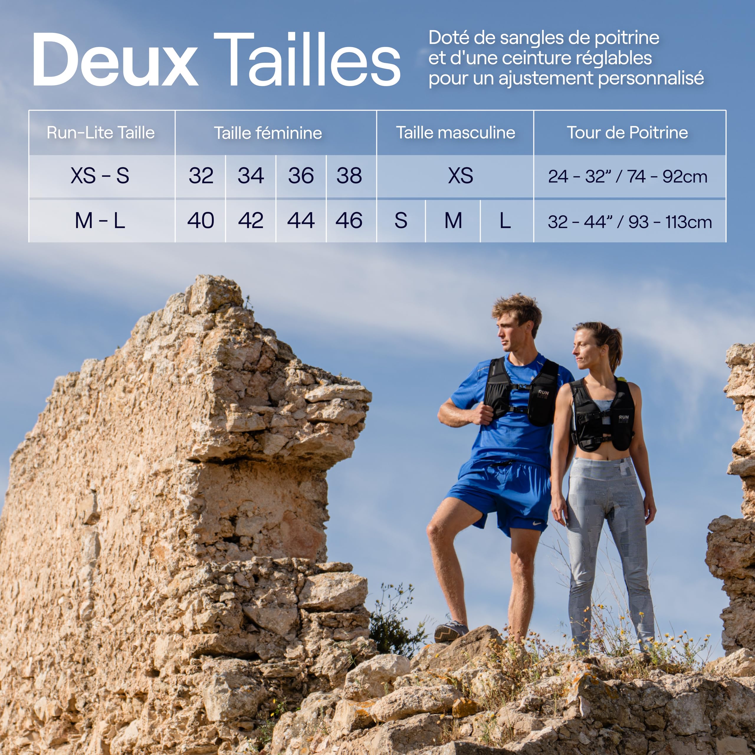 Gilet Running Léger avec Poche Téléphone Étanche – Sac Running Réglable avec Porte-Bouteille, 5 Poches, Réfléchissant – Gilet Trail Unisexe XS/S (61–81 cm)