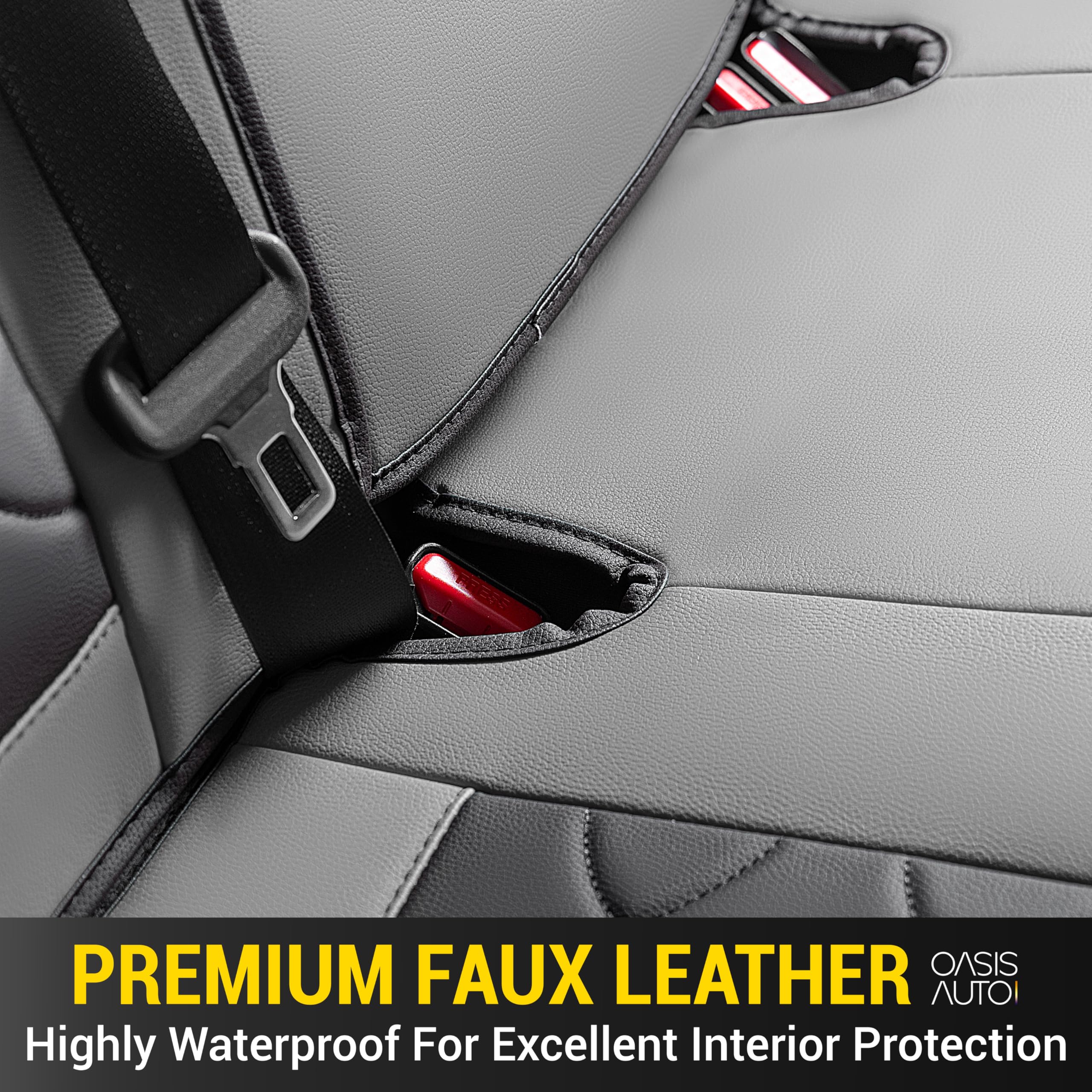 OASIS AUTO Custom Fit Seat Covers for 2019-2025 Toyota RAV4 Waterproof Faux Leather Seat Protector Cushion Rav4 Car — view 6