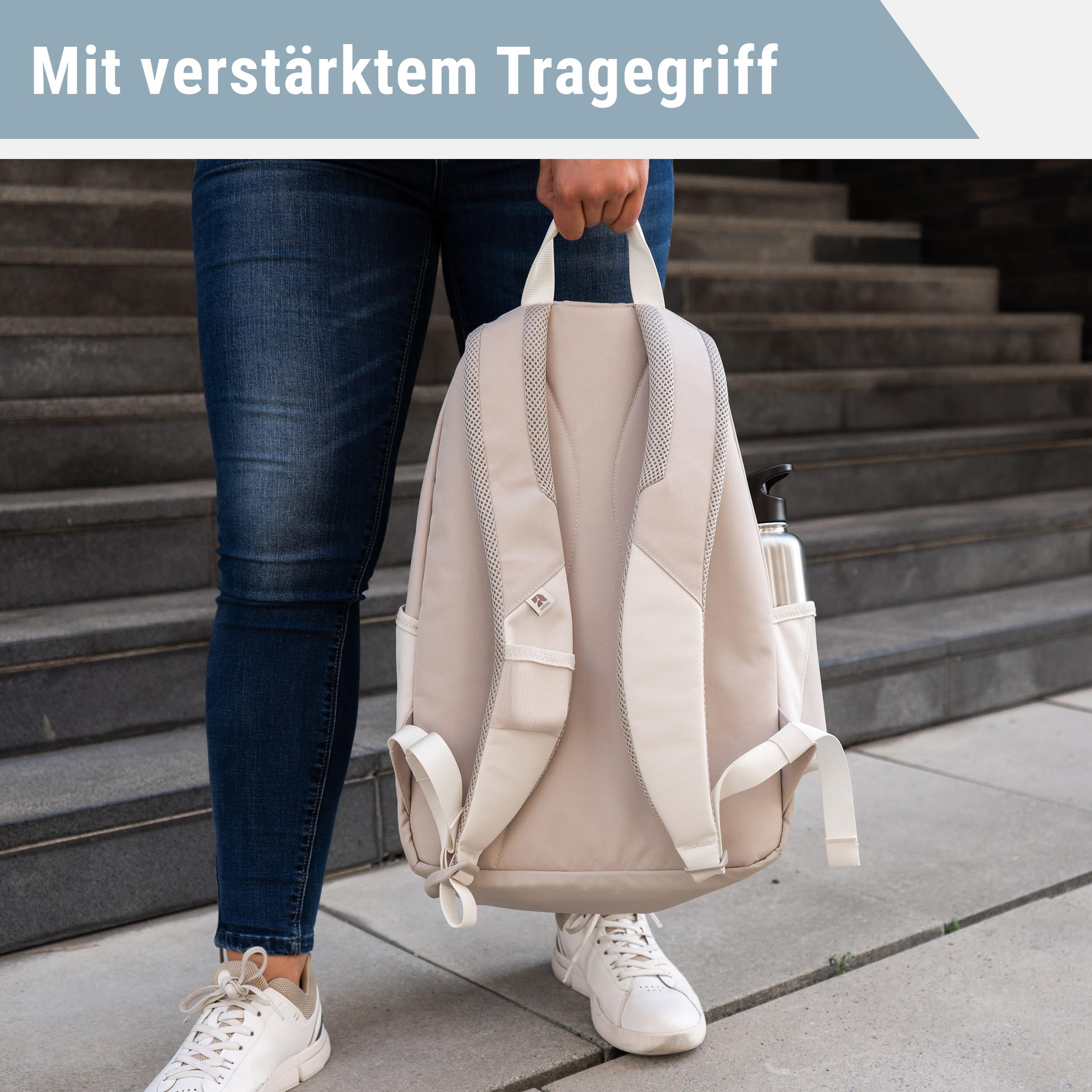 AUDETIC Schulrucksack Mädchen und Jungen Teenager Schwarz - Flex - Rucksack Damen & Herren mit 16 Zoll Laptop Fach für Schule & Freizeit - Wasserabweisend