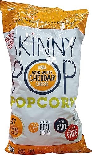 SkinnyPop Maíz pop de queso cheddar blanco envejecido real, queso cheddar, 14 onzas
