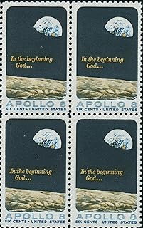 USA 1969 Apollo 8 Moon Orbit Block of 4 Postage Stamps, Catalog No 1371