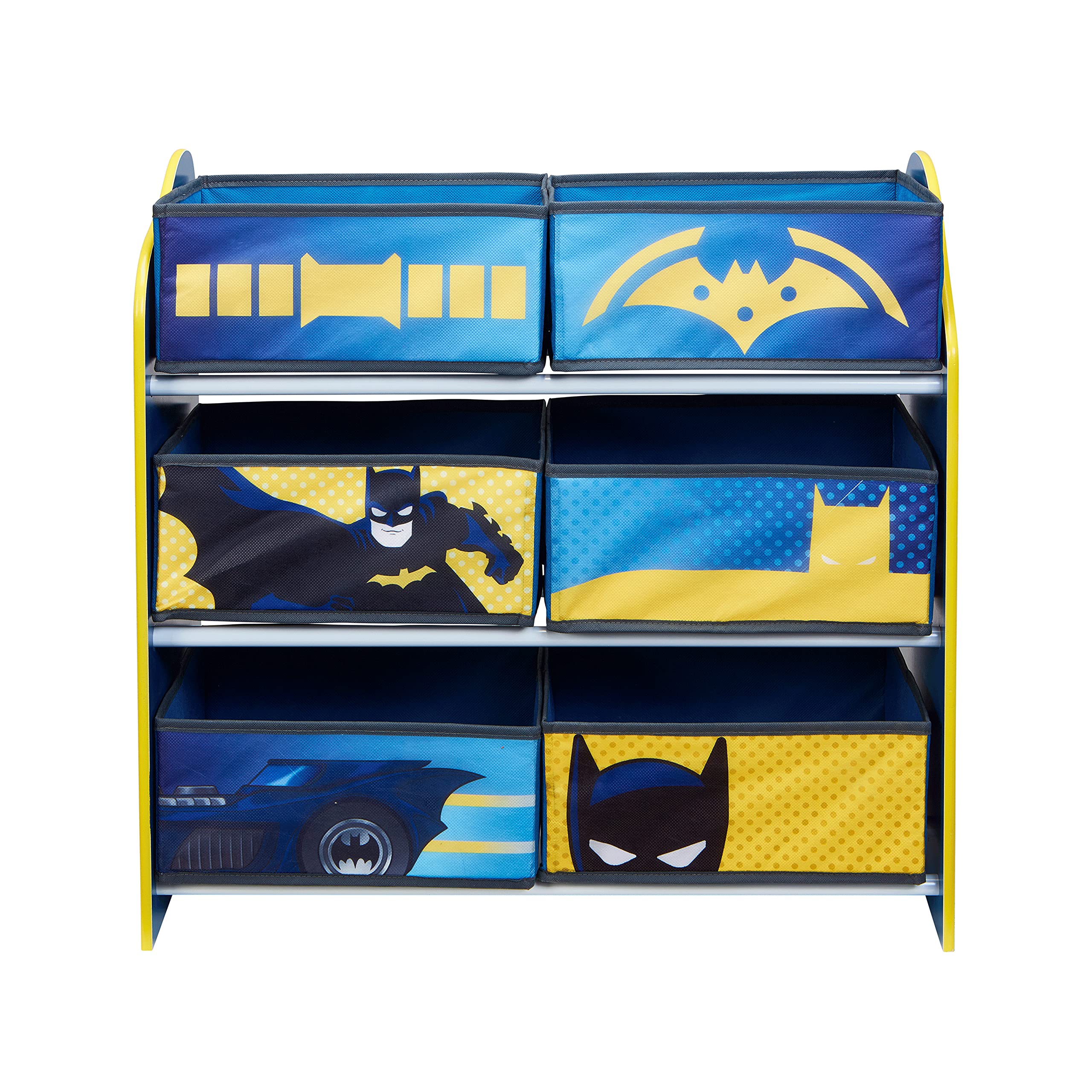 BATMAN Children's Storage Unit - Wooden Shelves with 6 Fabric Containers