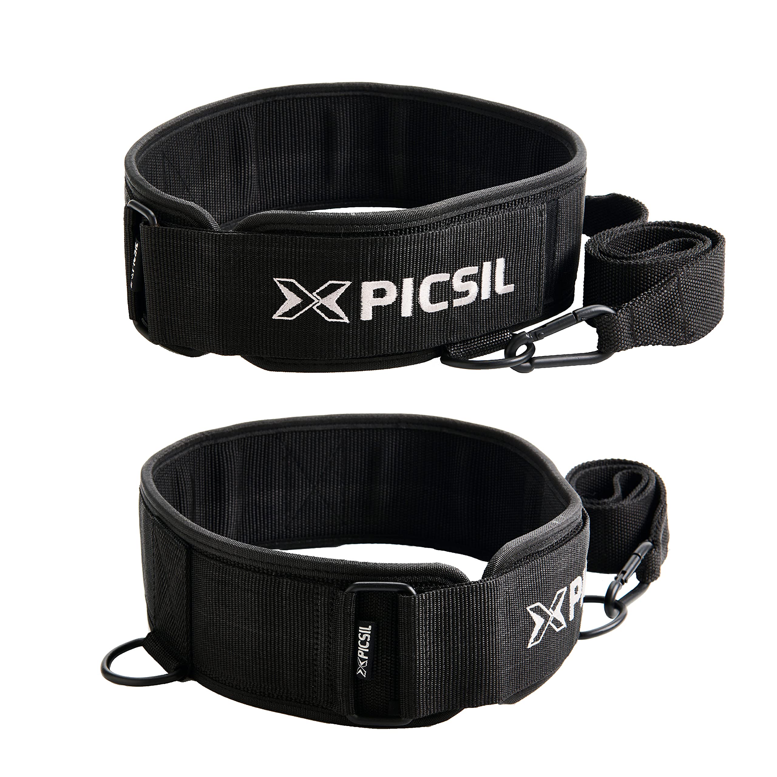 PICSIL Multifunctional Dip Belt with Straps for Weightlifting, Extra Back Ring for Carrying Weight While Sprinting, Cross Training, Bodybuilding Workouts, Comfortable Waist Support