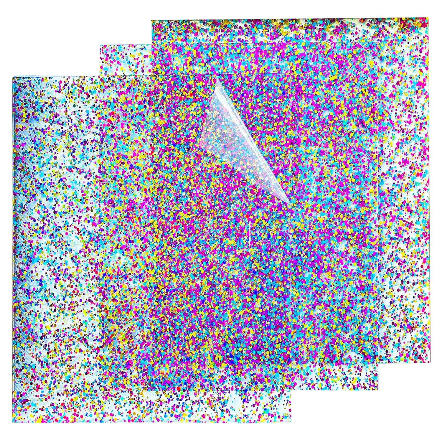 Confetti Dot Glitter Acrylic Sheets 12" x 12" Clear Sparkly Cast Acrylic Sheet 1/8 Thick for Laser Cutting and Engraving CNC Laser Ready Acrylic (3, Purple-Aqua-Gold, 12"x12")