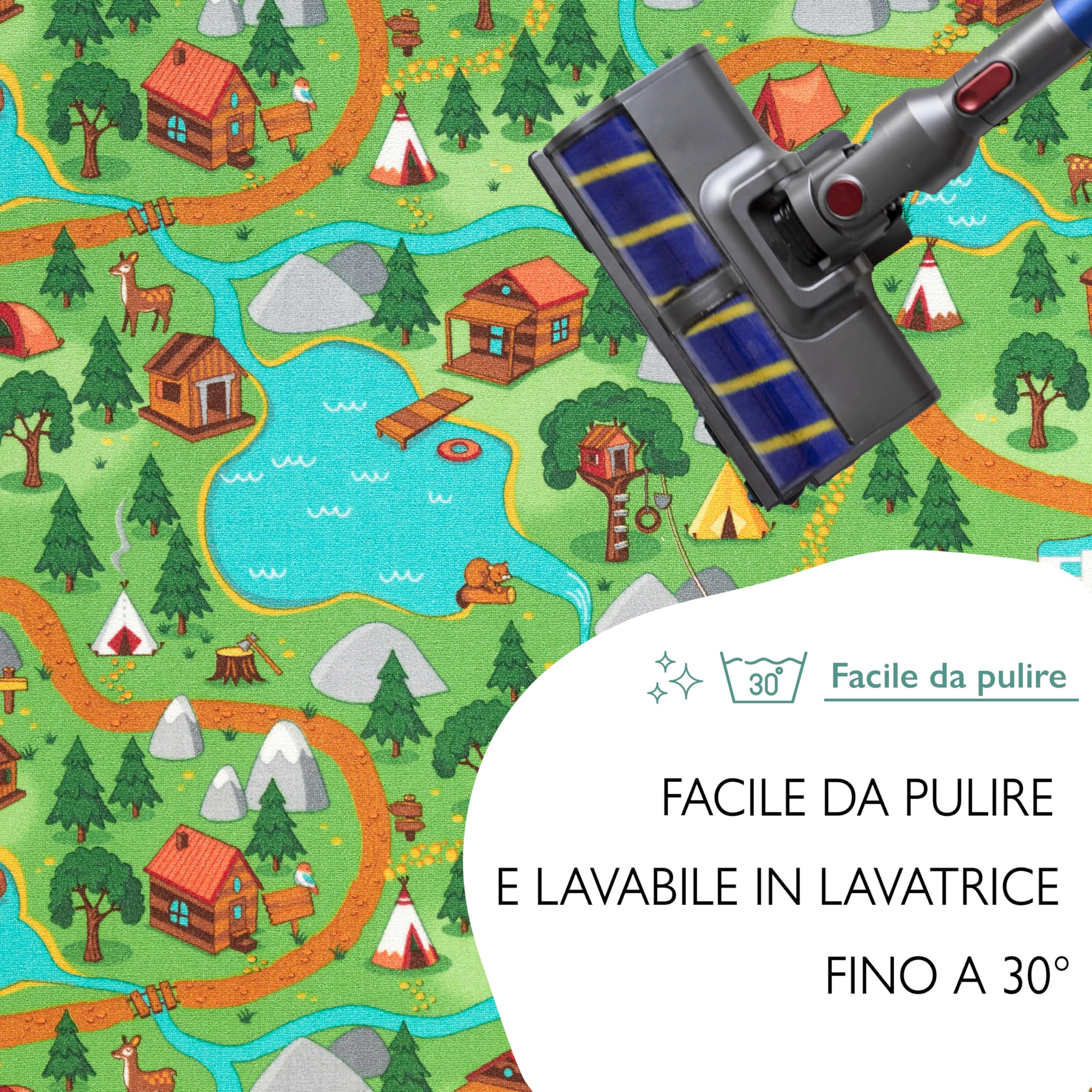 Tappeto Bambini Carpet Studio 140x200cm - Lavabile, Antiscivolo, Design Giocoso Per Cameretta, Certificato Oeko-Tex - Foto 4