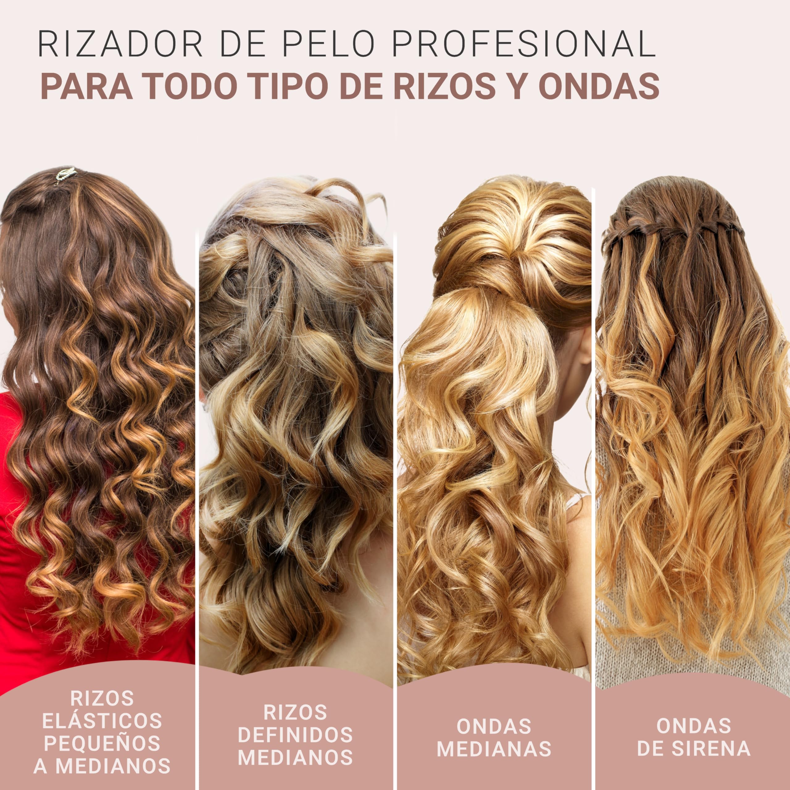 Golden Curl Rizador de Pelo Profesional 18mm-25mm Moldeador Ondulador de Cabello para Ondas y Rizos