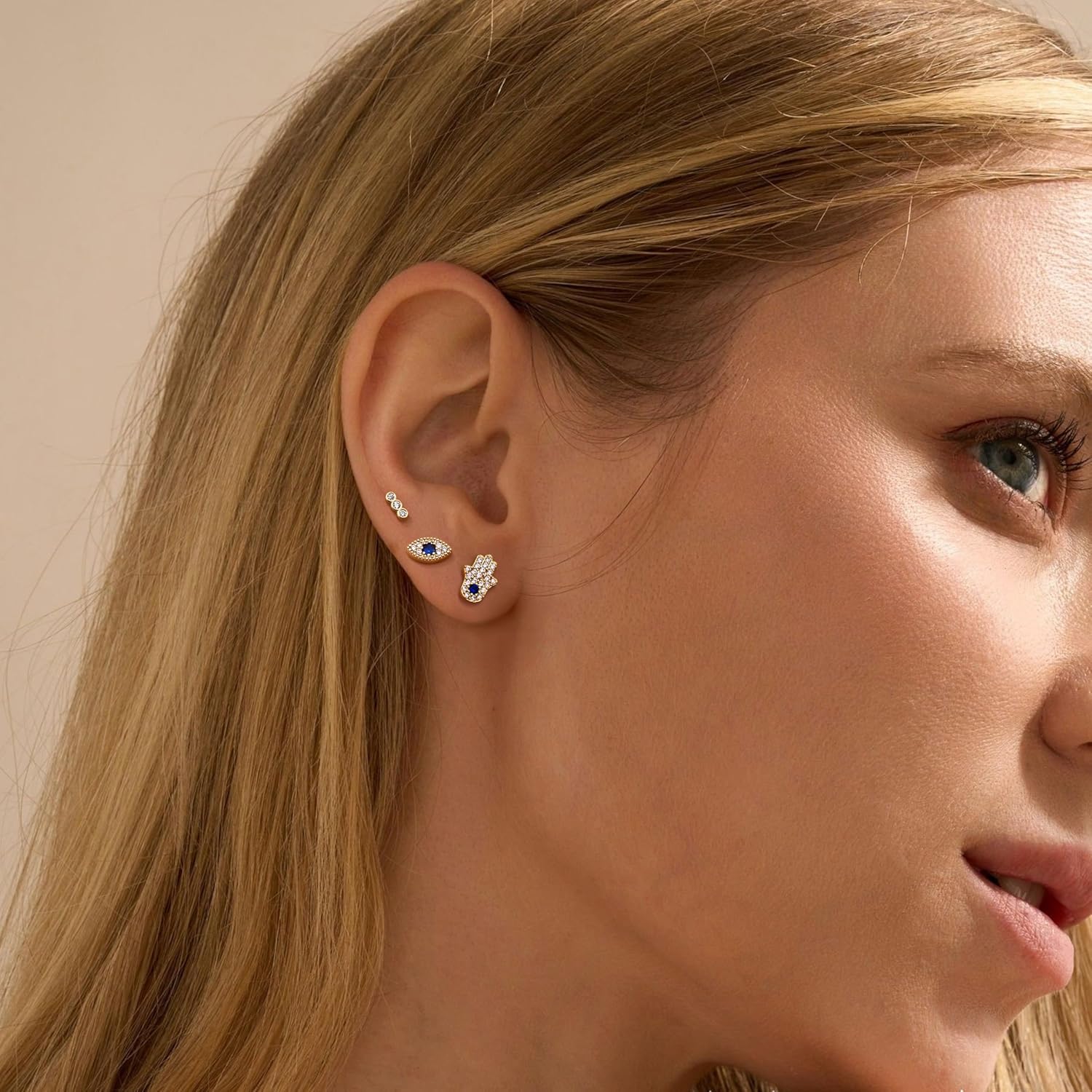 KRFY Flat Back Stud Earrings for Women - S925 Sterling Silver Post Cartilage Helix Piercing Jewelry 14K Gold Plated Silver - Image 5