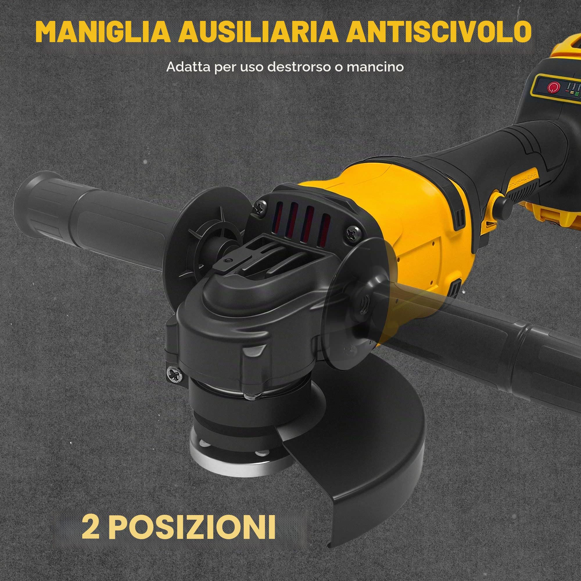 Smerigliatrice angolare a batteria da 125 mm per DE walt 20 V MAX, senza spazzole 8500 giri/min, compatta e professionale con 3 velocità variabili, ideale per tagliare, levigare e lucidare (senza