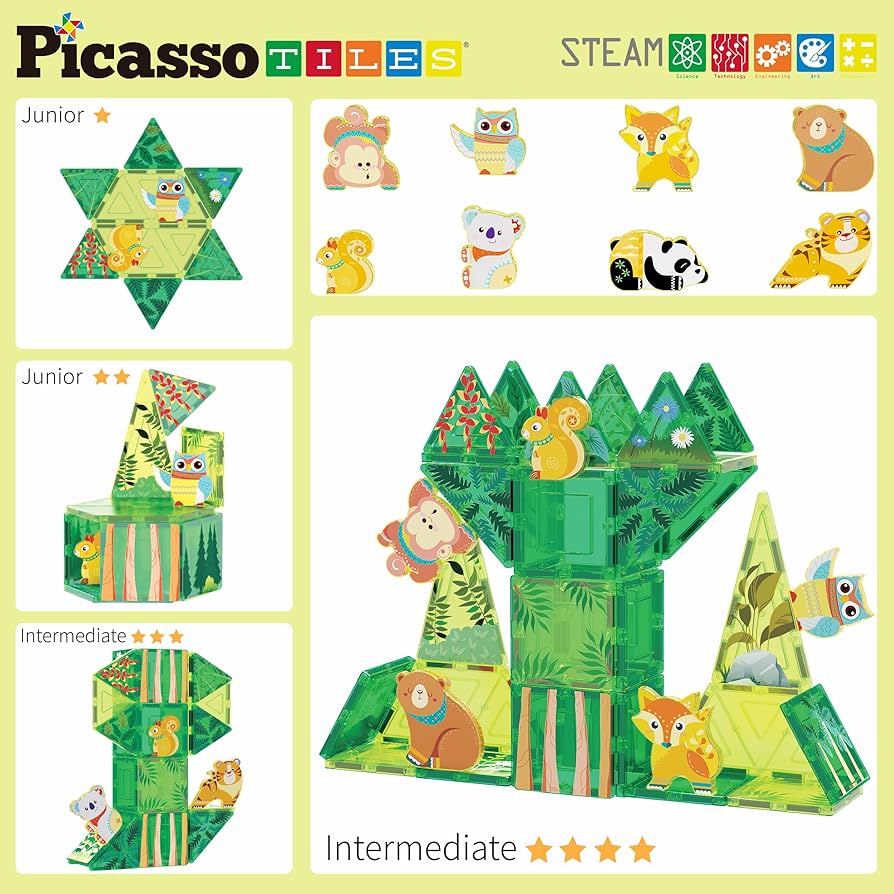 ピカソ　タイル　置物 Amazon.com: PicassoTiles 100pc Magnet Tile Construction