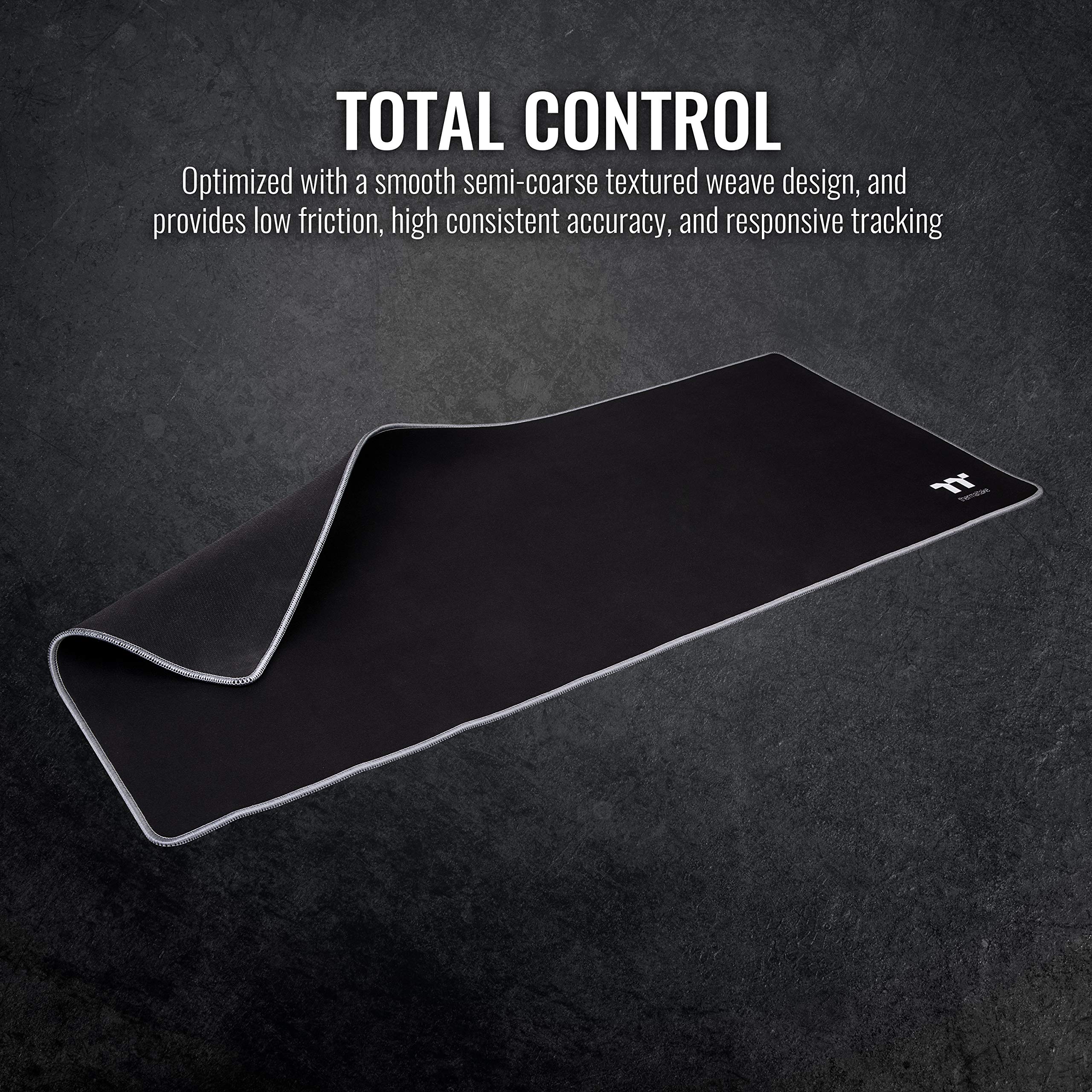 Thermaltake M700 Tappetino per mouse da gioco con superficie liscia/bordo da cucito solido/resistente agli spruzzi/base in gomma antiscivolo, 900 mm x 400 mm, MP-TTP-BLKSXS-01