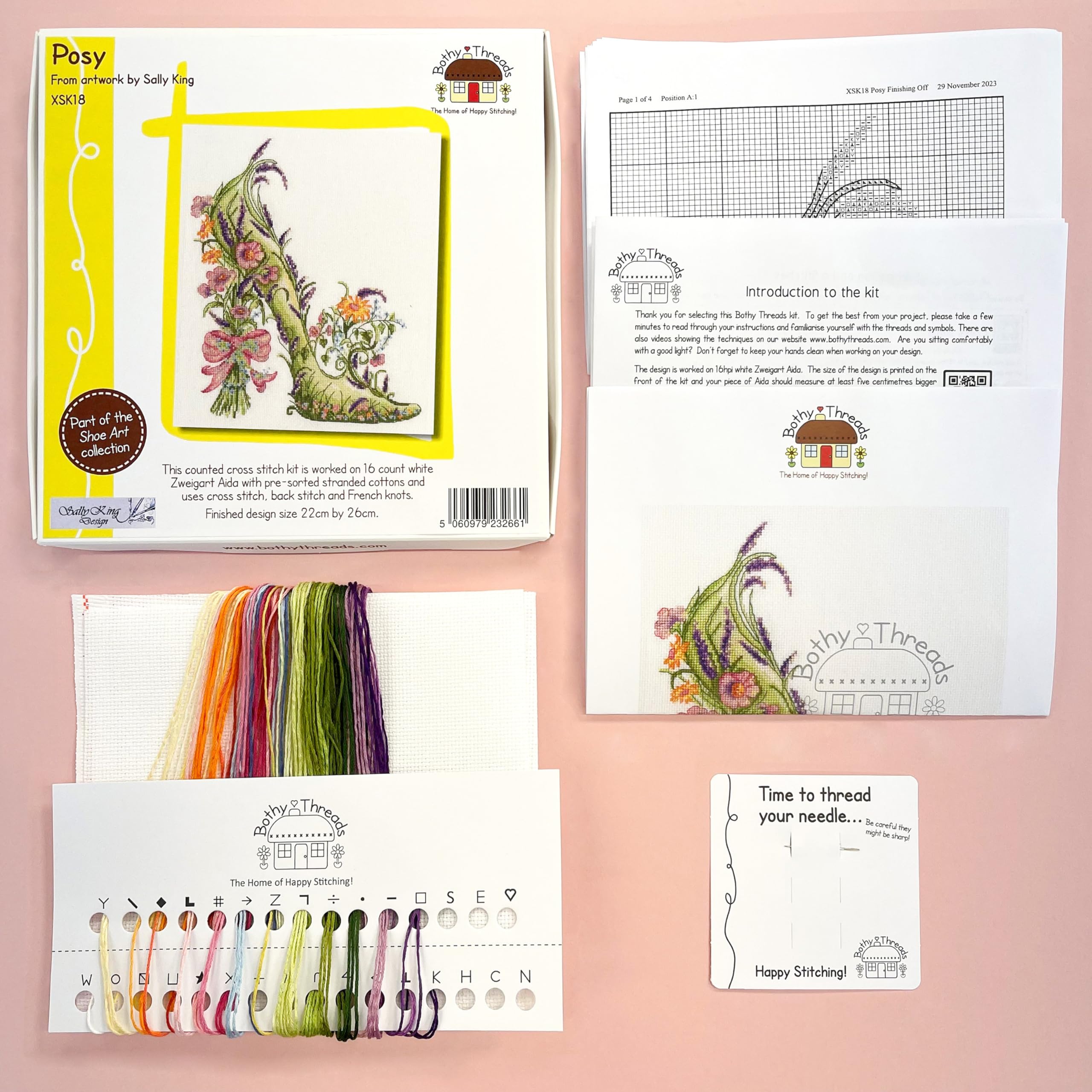 Bpthy Threads - Posy Counted Cross Stitch Kit, White, 1 - Image 3