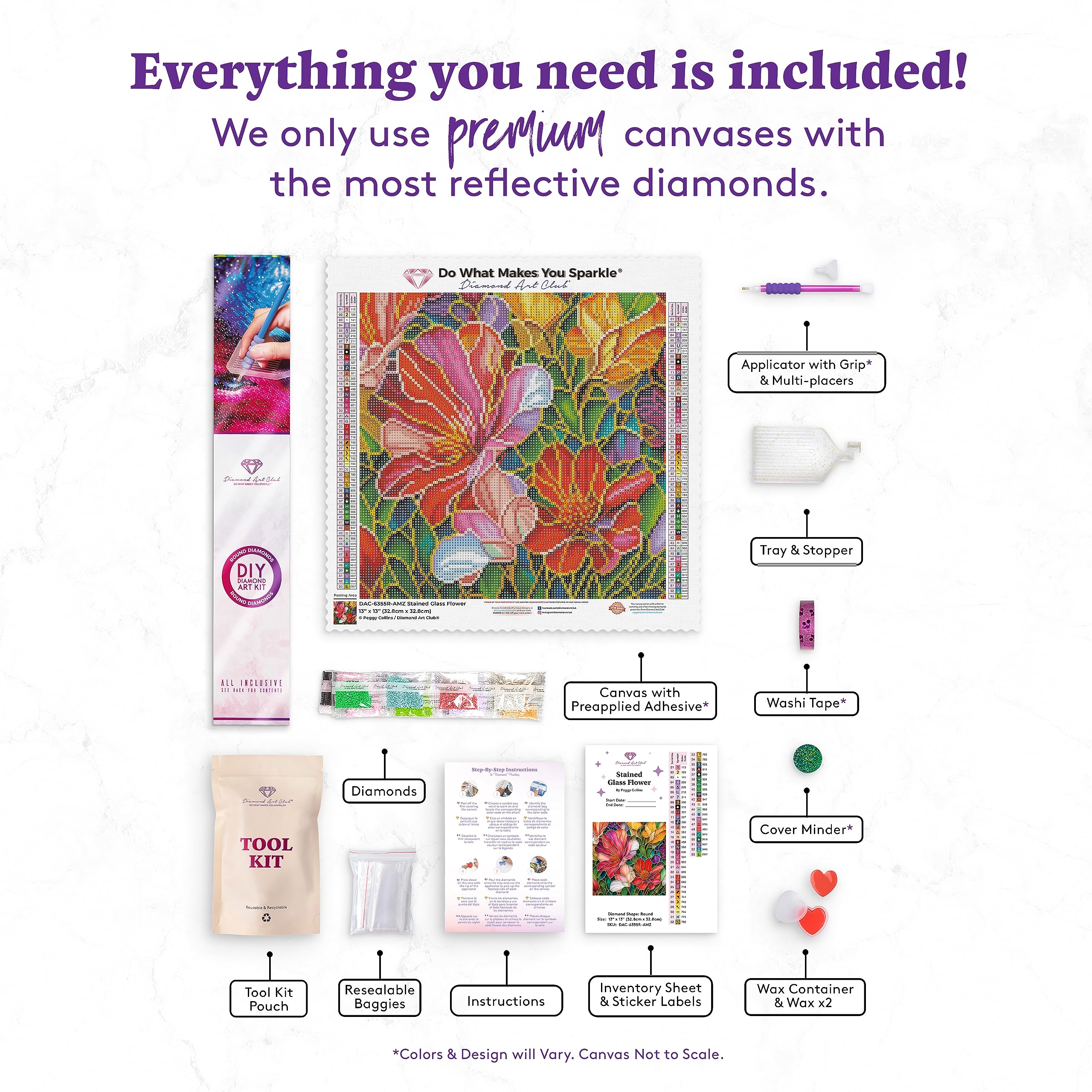 DIAMOND ART CLUB Stained Glass Flower Diamond Painting Kit