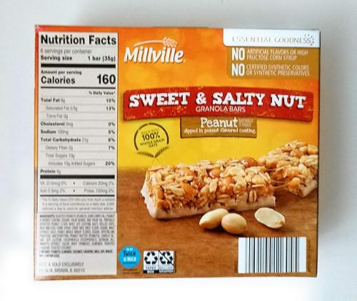 Miniatura 2 de Millville Barras de granola de nueces dulces y saladas, sabor a maní, 6 barras, paquete de 2