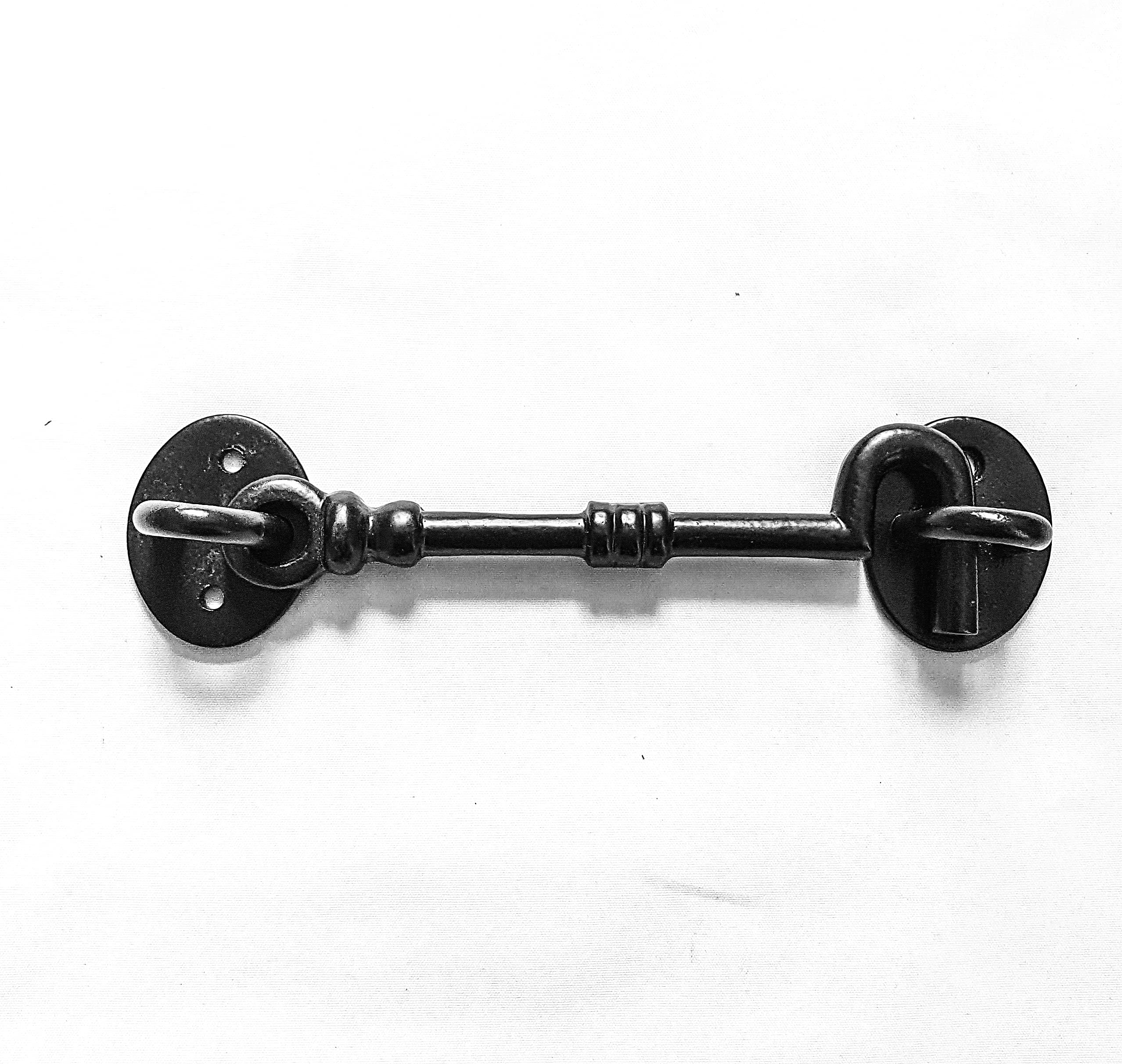 Manor Black Knotted Door Gate Shed Cast Iron Cabin Hook 150Mm 6" Fancy