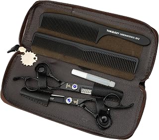 HEMATITE - Juego de tijeras de peluquería de 6 pulgadas, color negro, rosa, profesional, Demo Case, Peine, tijeras de corte y entresacado