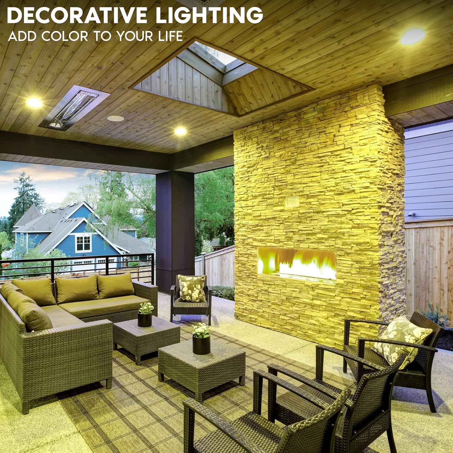 Luxrite LED PAR38 Flood Yellow Light Bulbs, 8W (45W Equivalent), Yellow Flood Light LED Bulb, Damp Rated, UL Listed, E26 Base, Indoor Outdoor, Holiday, Party, Decoration, Event, Home Lighting (4 Pack)