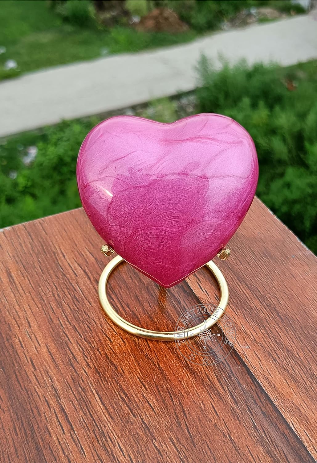 Pink Urn Keepsake Mini Heart Cremation Urn with Premium Black Box & Brass Stand - for Your Loved One & Human Ashes & Perfect Heart Urn for Adults & Infants - Image 5