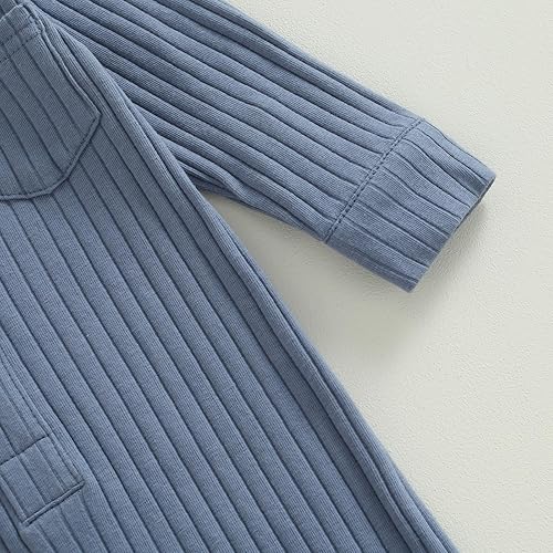 Miniatura 5 de Mameluco acanalado para bebé recién nacido, con solapa, de una pieza, para otoño, 0-18 meses