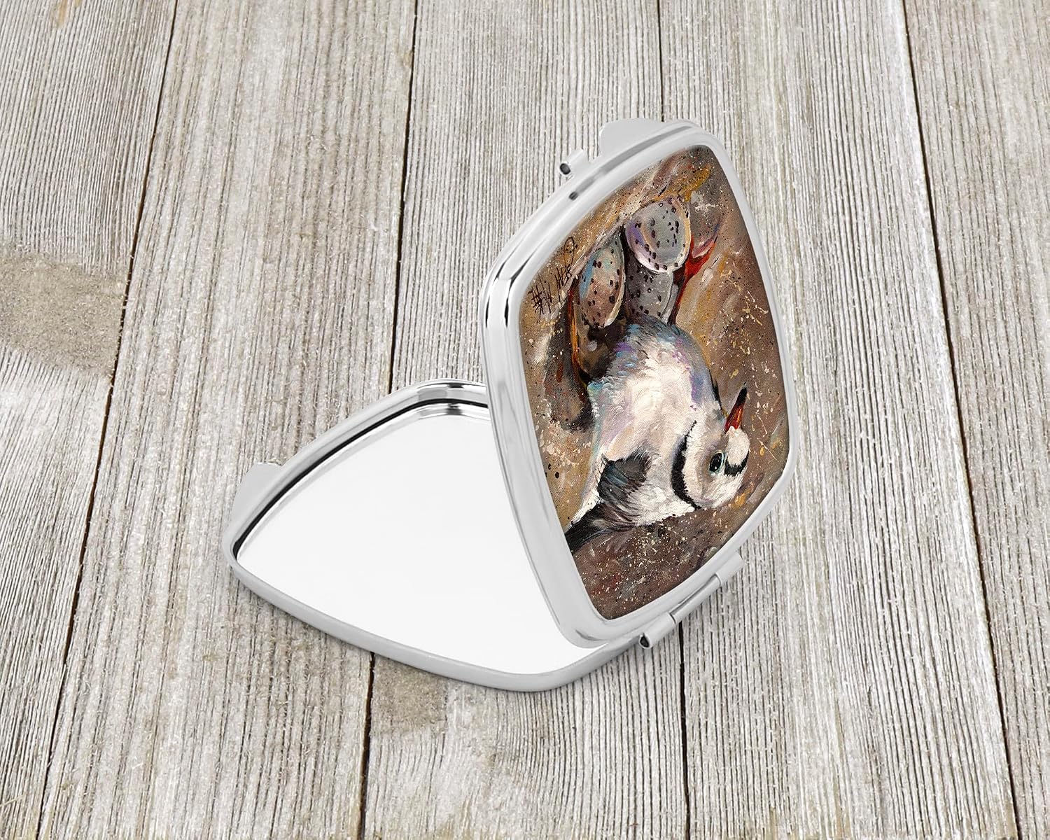 Caroline's Treasures JMK1215SCM Piping Plover Compact Mirror Decorative Travel Makeup Mirror for Women Girls Gifts Pocket Makeup Mirror Folding Handheld image 2