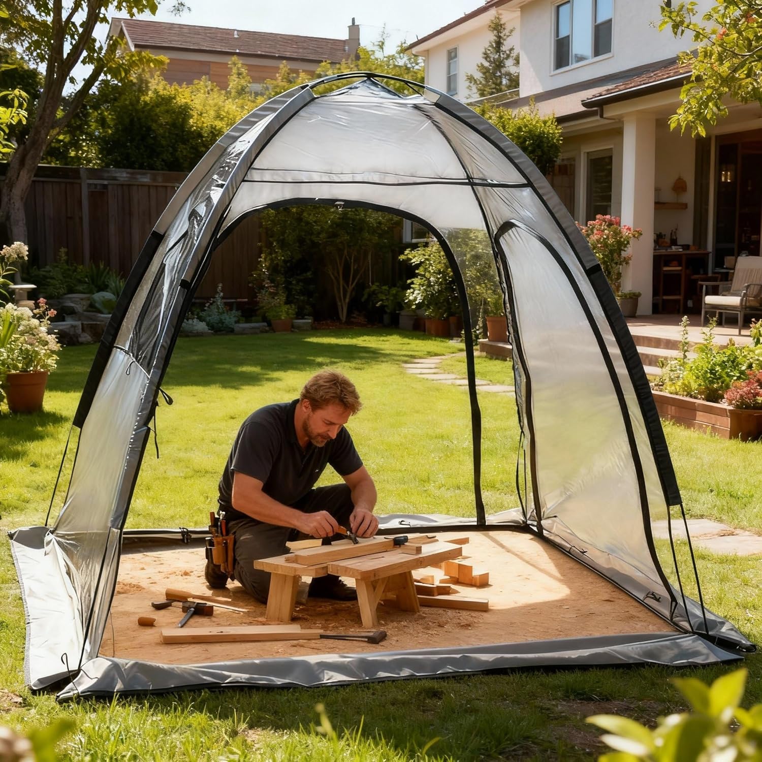 1-2 Person Waterproof Windproof Clear Sport Shelter - Ice Fishing Tent & Cold-Weather Resistant Winter Tent for Family, Fans, Planting, Reading, Patio Sunbathing & Outdoor Watching