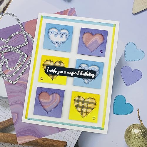 Miniatura 6 de Alinacutle Plantillas de marco de anidación de corazón, 6 troqueles de metal, plantillas de tarjetas hechas a mano, troquelados de papel