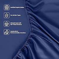 Vista 3 de Fabdreams - Juego de sábanas de algodón 100% orgánico, tejido de percal, 4 piezas, 300 hilos, certificado GOTS, transpirable, fresco, acabado