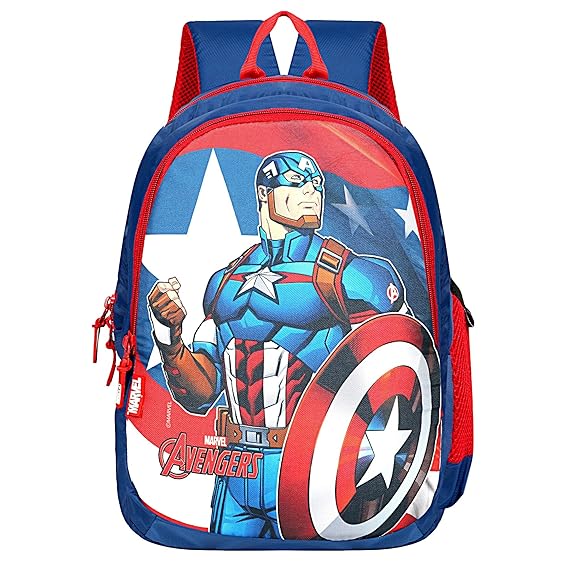 Priority Disney Marvel Captain America 25 Litres Blue Polyester School Bag Ideal For Boys & Girls (Rocket 013-B , 25846)