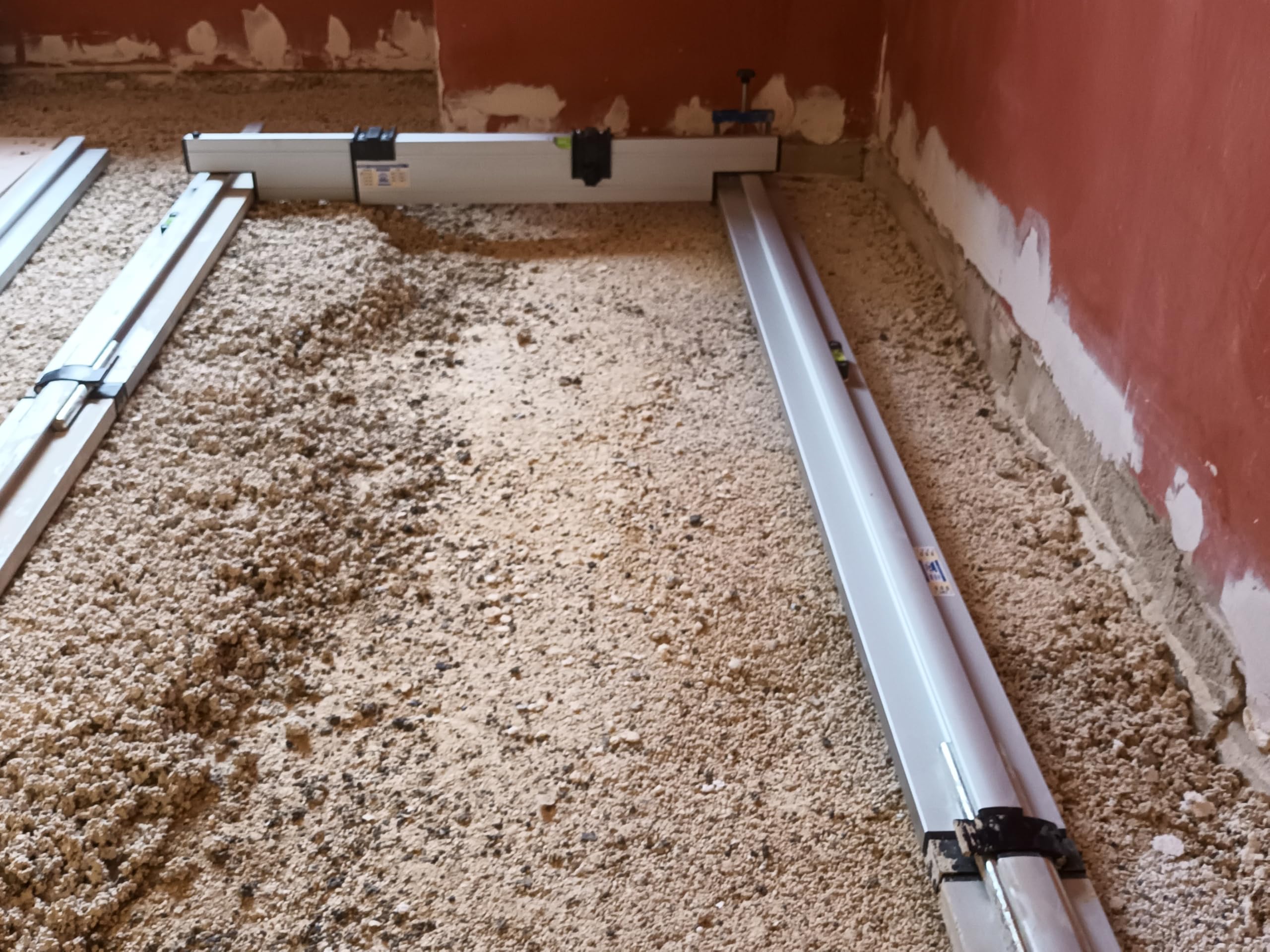 'rabo sec schüttung Leçon "Base 3 pièces, anodisé naturel, horizontallibellen réglable, 2 rails 2,00 m avec poignée encastrée, 1 outil de rattrapage Base réglable en continu 1,20–2,00 m