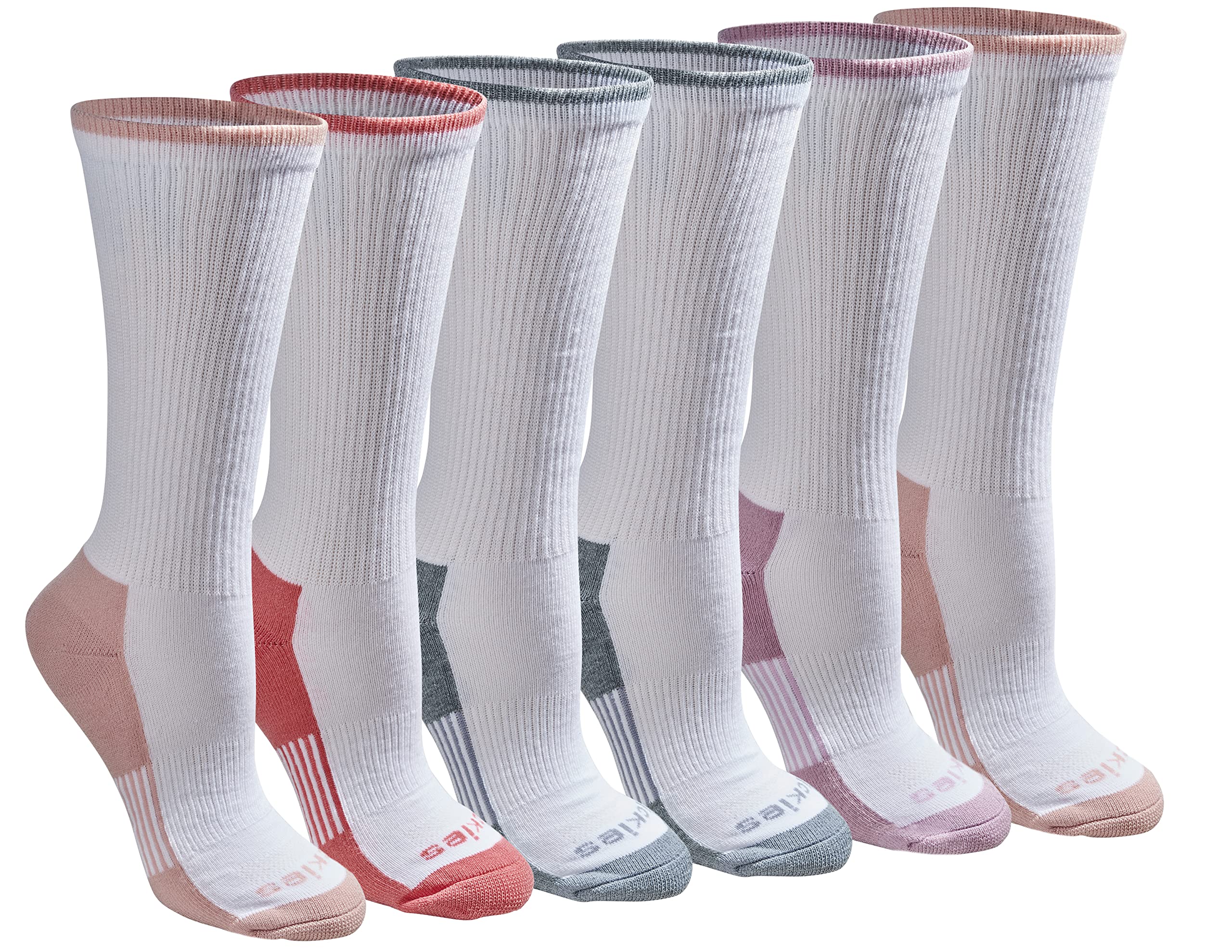 Dickies Women's Dritech Advanced Moisture Wicking Crew Sock (6/12, White with Bluish (6 Pairs), Shoe Size: 5-7