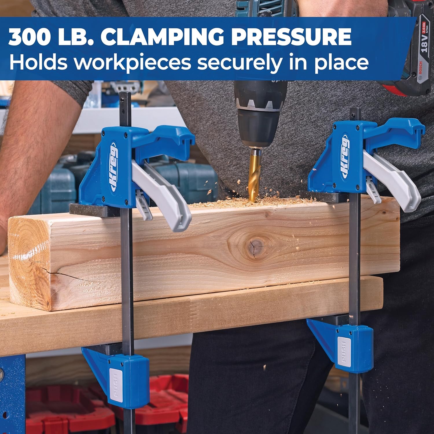 Kreg VersaGrip Clamp - Quick-Grip Bar Clamp for Woodworking - Features GripMaxx Technology - Removable Head for Use as Spreader - 24", 2-Pack