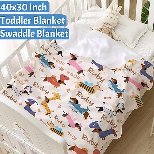 Miniatura 5 de Manta personalizada para perros con nombre, manta personalizada de perros salchicha personalizada, regalos para amantes de los perros, niñas y