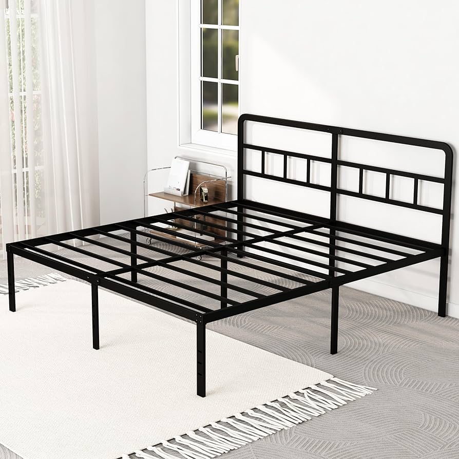Amazon.com: DiaOutro King Size Bed Frame with Headboard, 18