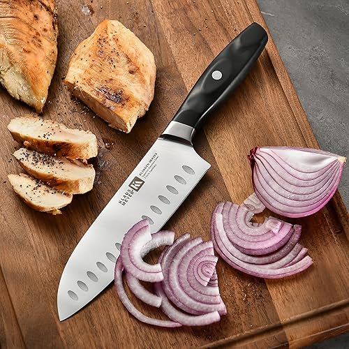 Miniatura 5 de Klaus Meyer Juego de cuchillos de 15 piezas, acero inoxidable alemán de alto carbono forjado con hoja afilada con bloque, cubiertos aptos para