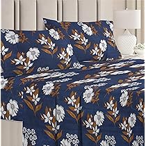 BSB HOME Premium Double Bedsheet with 2 Pillow Covers – 160 TC Supersoft Microfiber – Breathable & Wrinkle Free – 3 Pcs Set | Blue and Cream