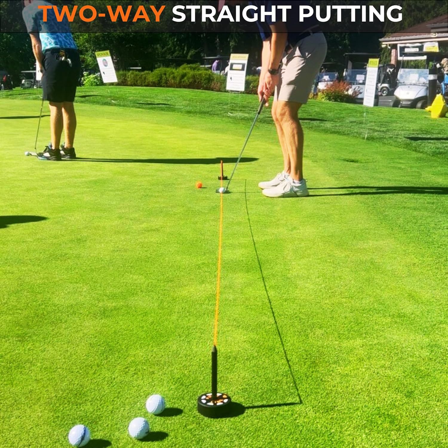 Two-Way Putting Alignment System - Golf Training Aid with Target Pucks & String Line - Indoor/Outdoor Practice Tool for Perfect Alignment & Lower Scores - Premium Putting Trainer