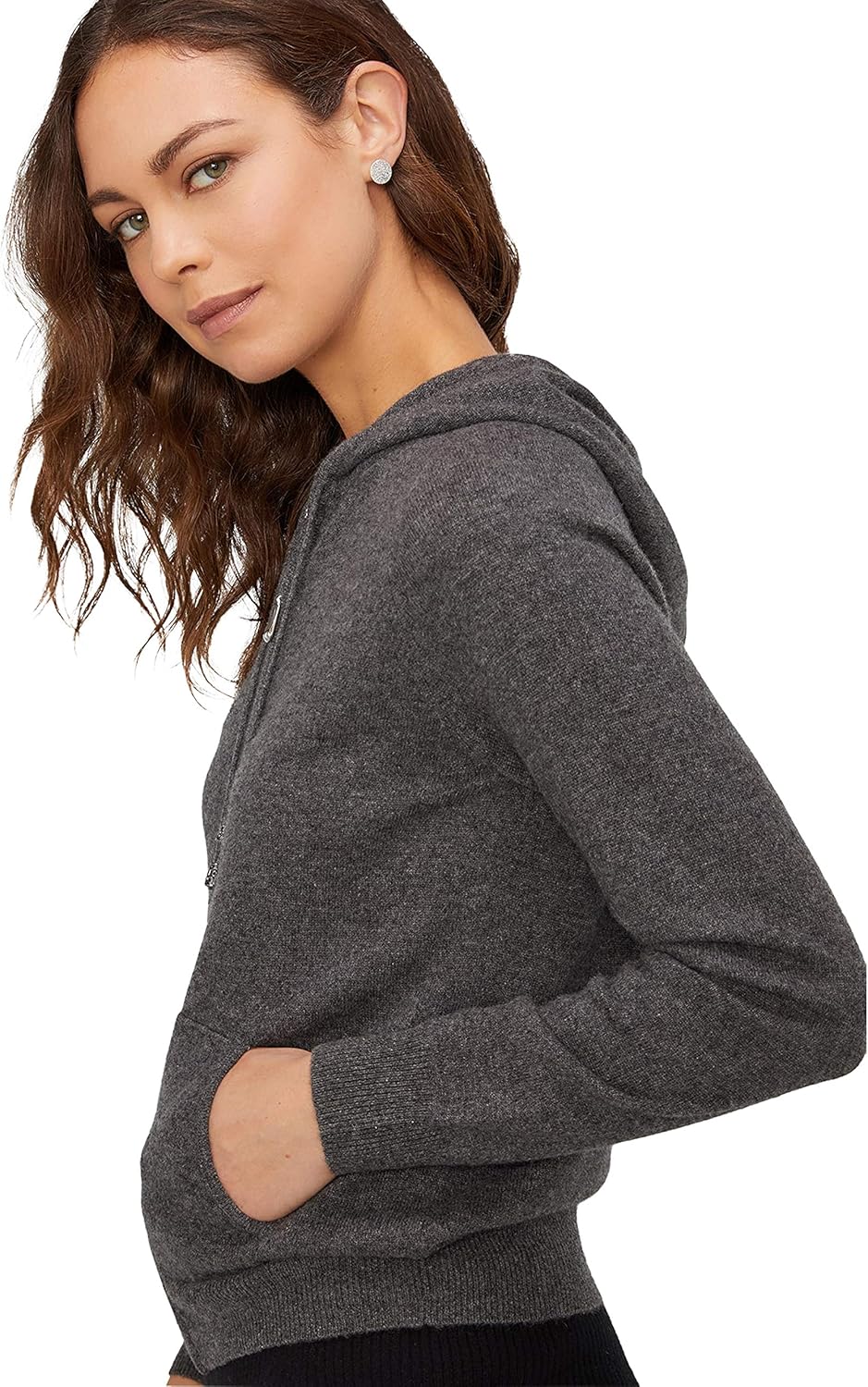 State Cashmere 2-Way Zip Up Hoodie with Pockets and Zipper 100% Pure Cashmere Long Sleeve Sweater for Women Cashmere Hoodies - Image 4