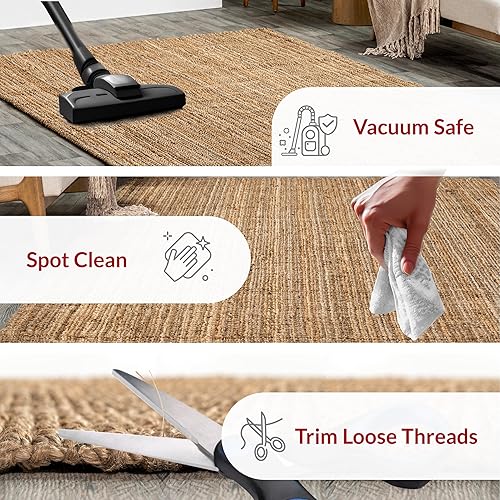 Miniatura 5 de NuLOOM Ashli - Alfombra sólida de yute estilo casa de campo, 9 pies 6 pulgadas x 13 pies 6 pulgadas, natural