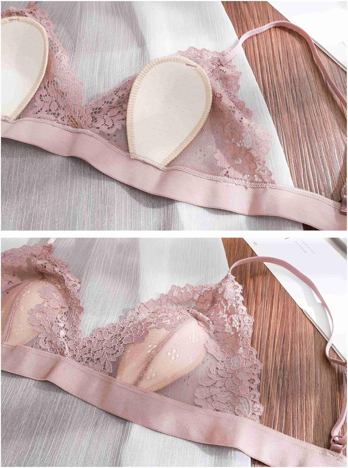 Women Lace Bralettes No Wire Padded Bra - Image 3