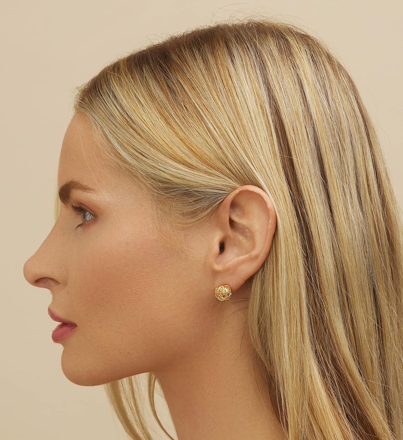 Gold Love Knot Earrings for Women & Girls | Barzel 18K Gold Plated Woven Love Knot Stud Earrings 10mm For Women - Made In Brazil - Image 4